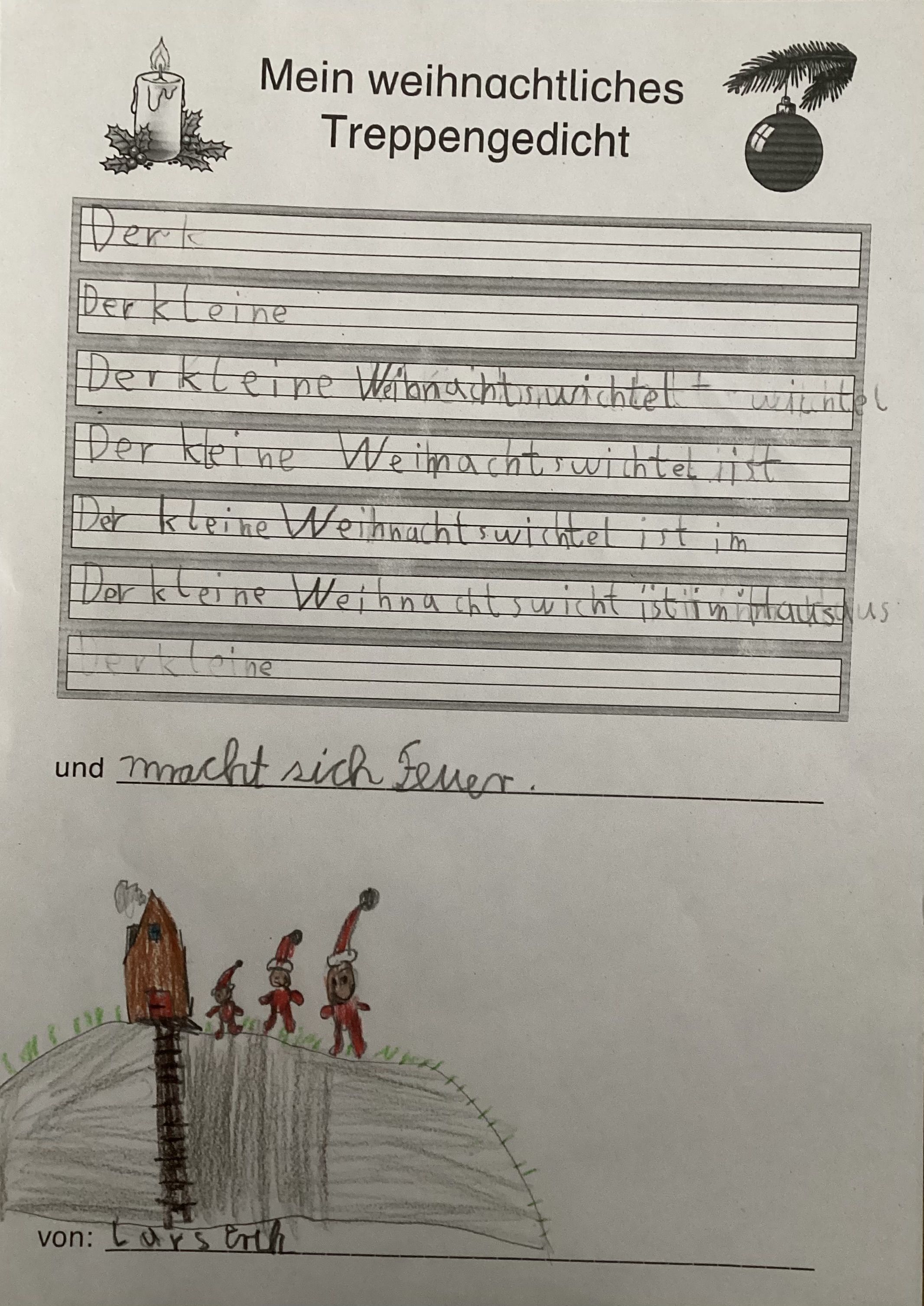 Kinderzeichnung + Treppengedicht 